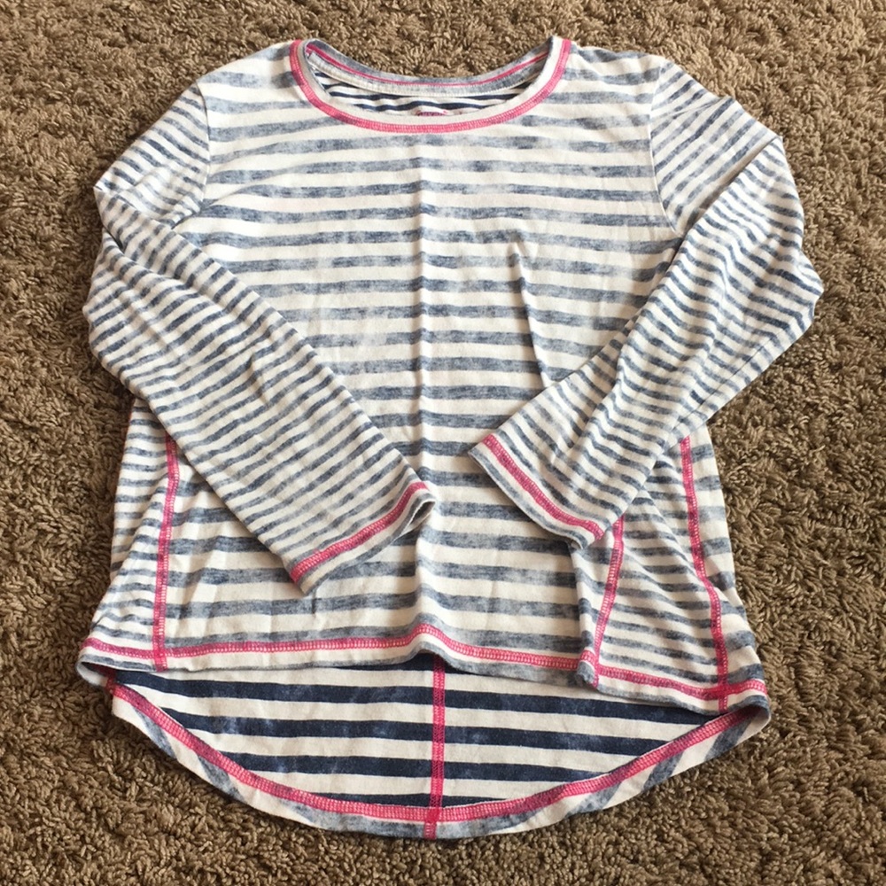 Girls size 7/8 long sleeved striped shirt